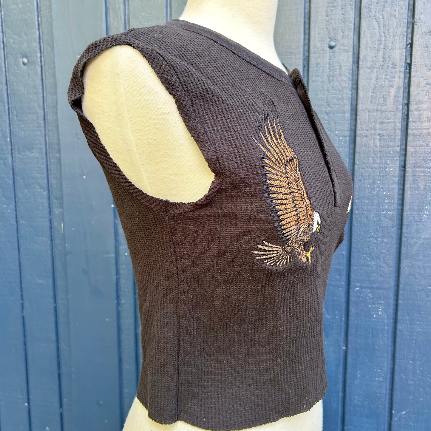 Thermal Embroidered Eagle Small Black Tank Top