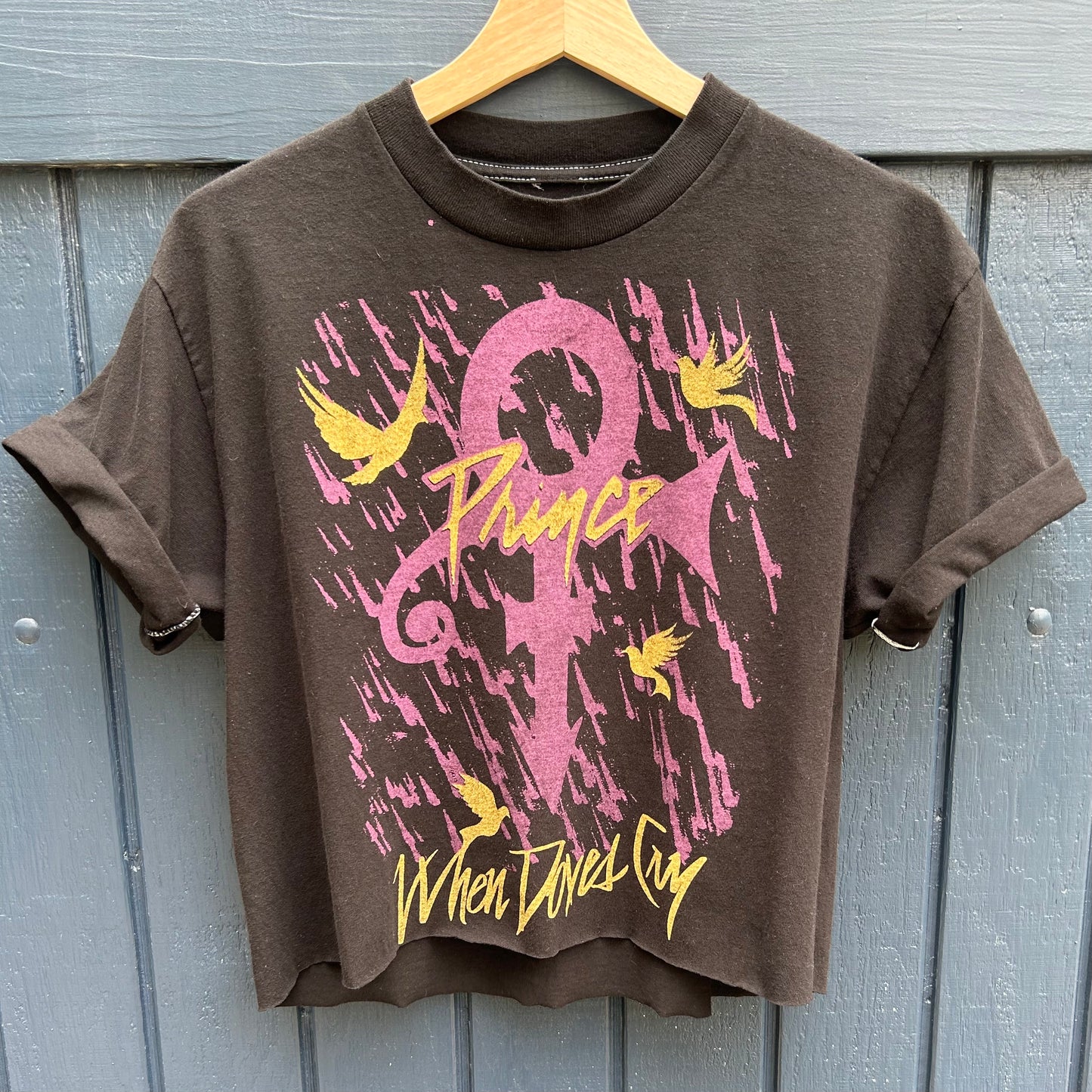 Prince Cropped Large Black Tee