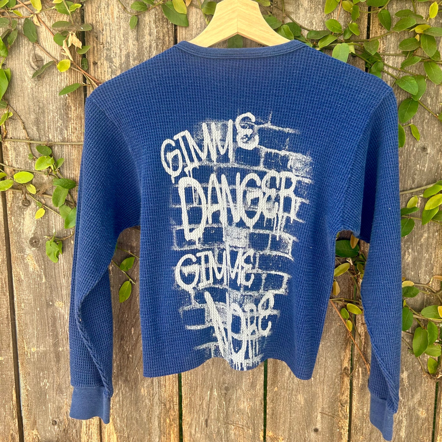 Gimme Danger 'Gimme More' Blue Small Cropped Thermal Shirt