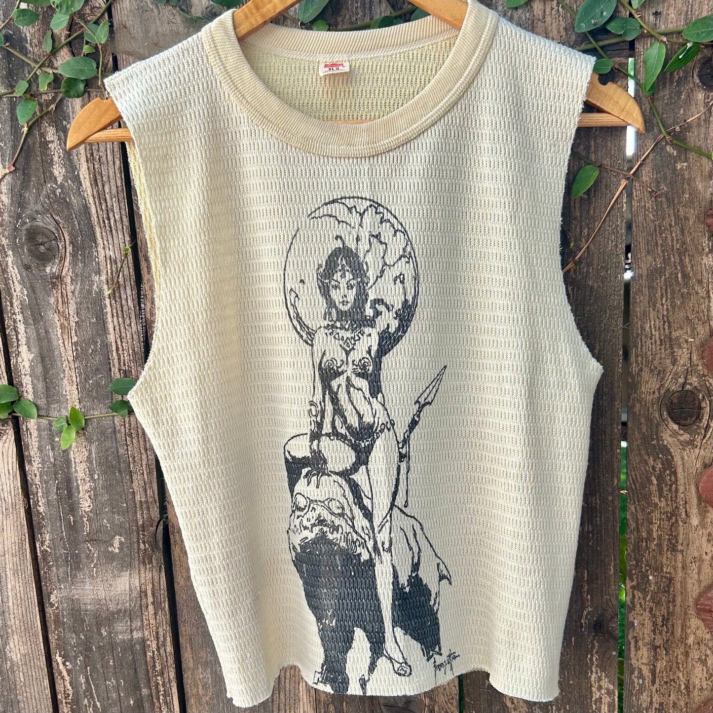 A Princess of Mars Off-White Vintage Large Thermal Crop Top