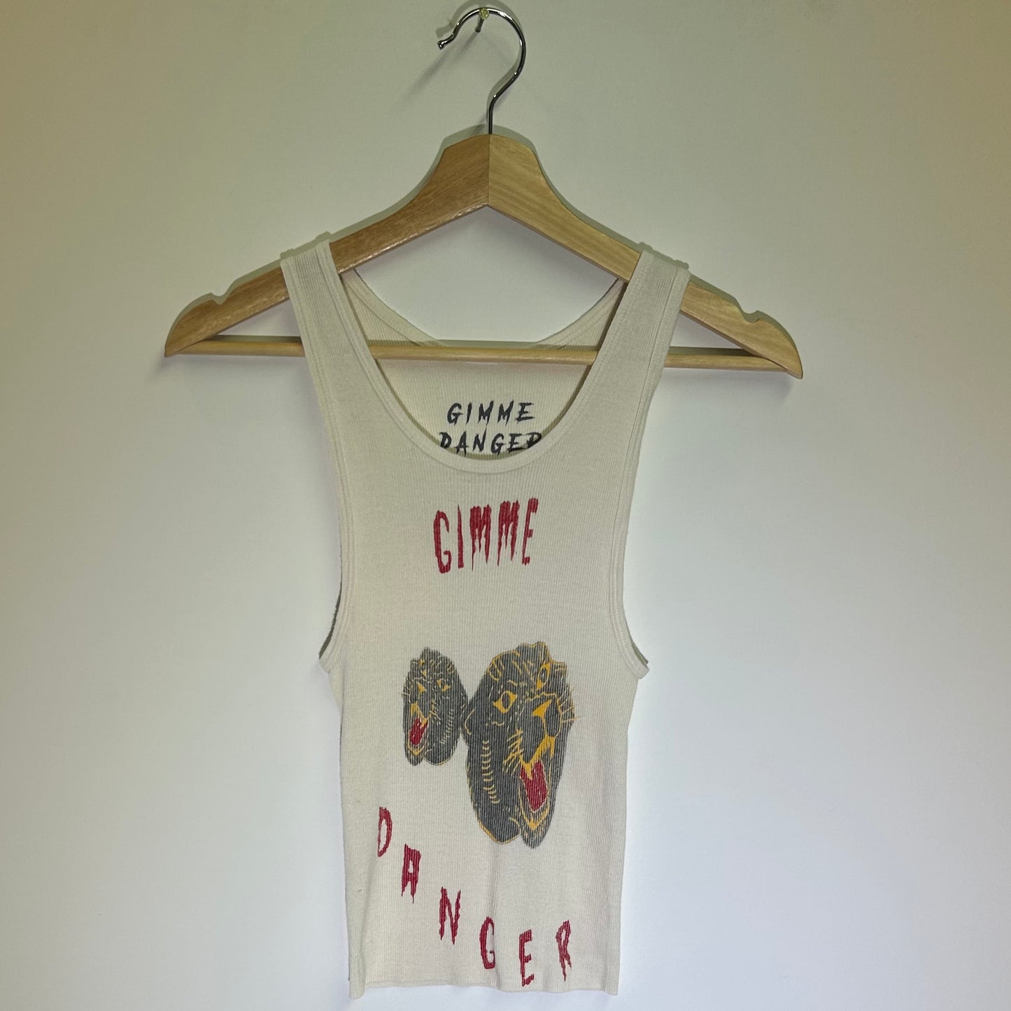 'Gimme Danger' White Cropped Small Tank Top