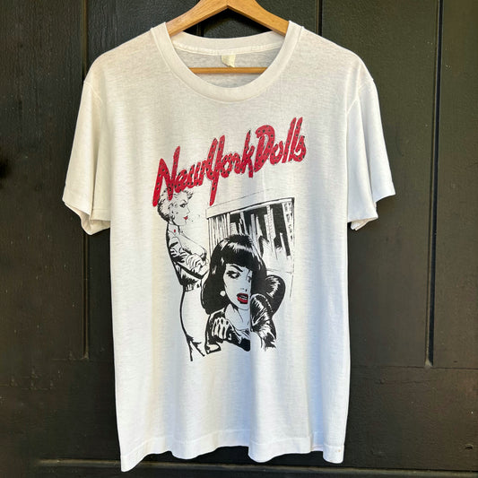 New York Dolls White Vintage Large White Tee