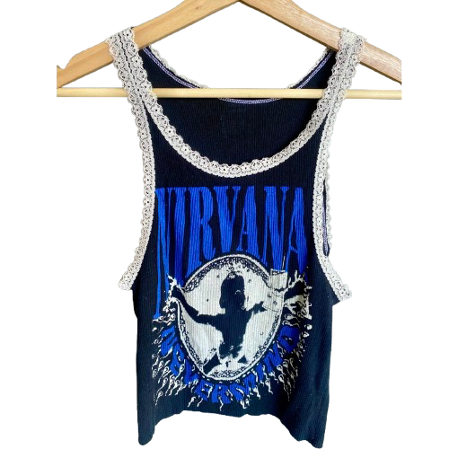 Nirvana Large Black Laced Tank Top