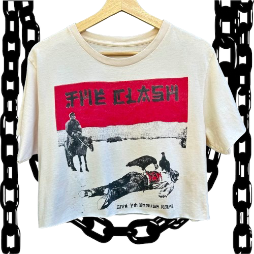 The Clash Cropped Large White Tee