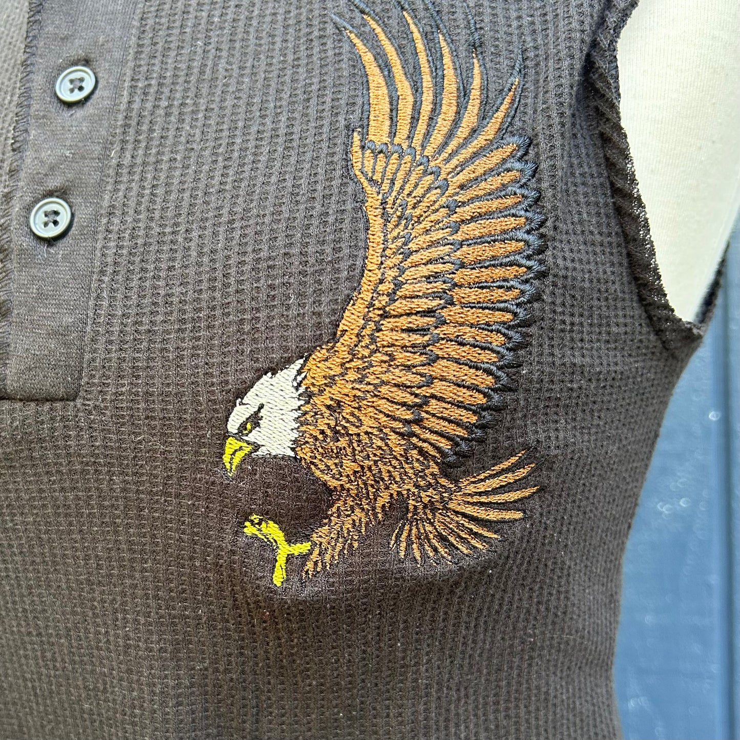 Thermal Embroidered Eagle Small Black Tank Top