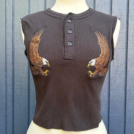 Thermal Embroidered Eagle Small Black Tank Top