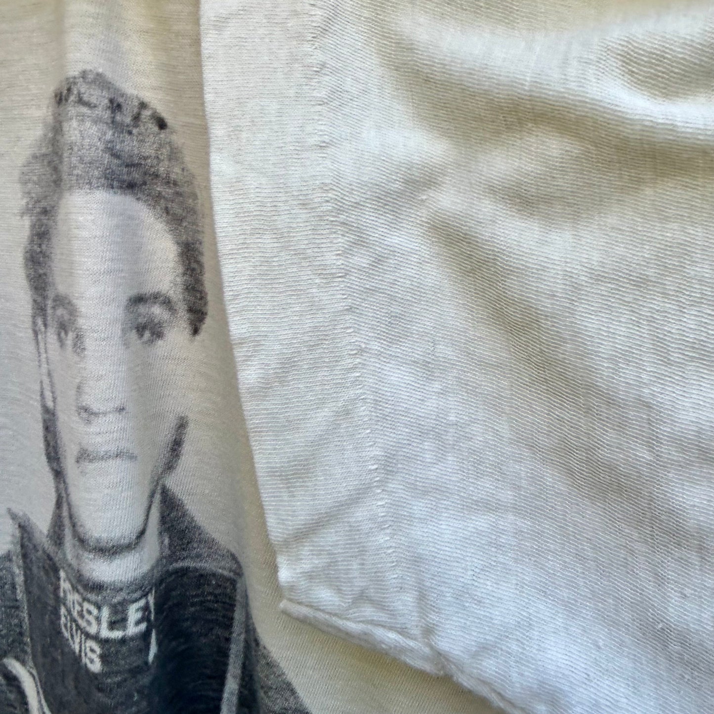 Elvis Presley Mugshot Off-White Vintage Large Tee Shirt