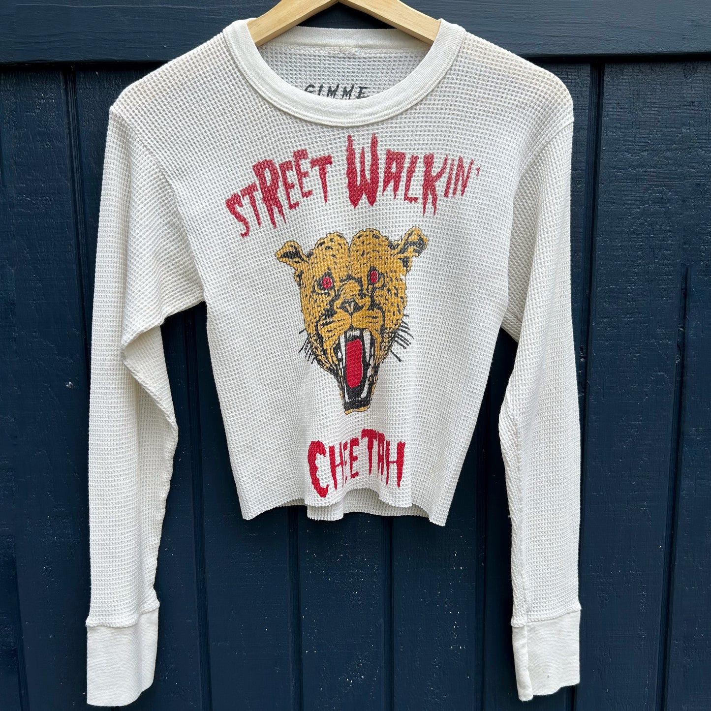 Gimme Danger 'Street Walkin' Cheetah' Long Sleeve Cropped Medium Thermal Shirt