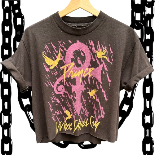 Prince Cropped Large Black Tee