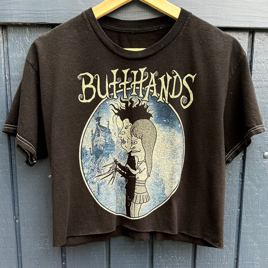 Beavis and Butthead Edward Scissorhands Large Black Cropped Tee