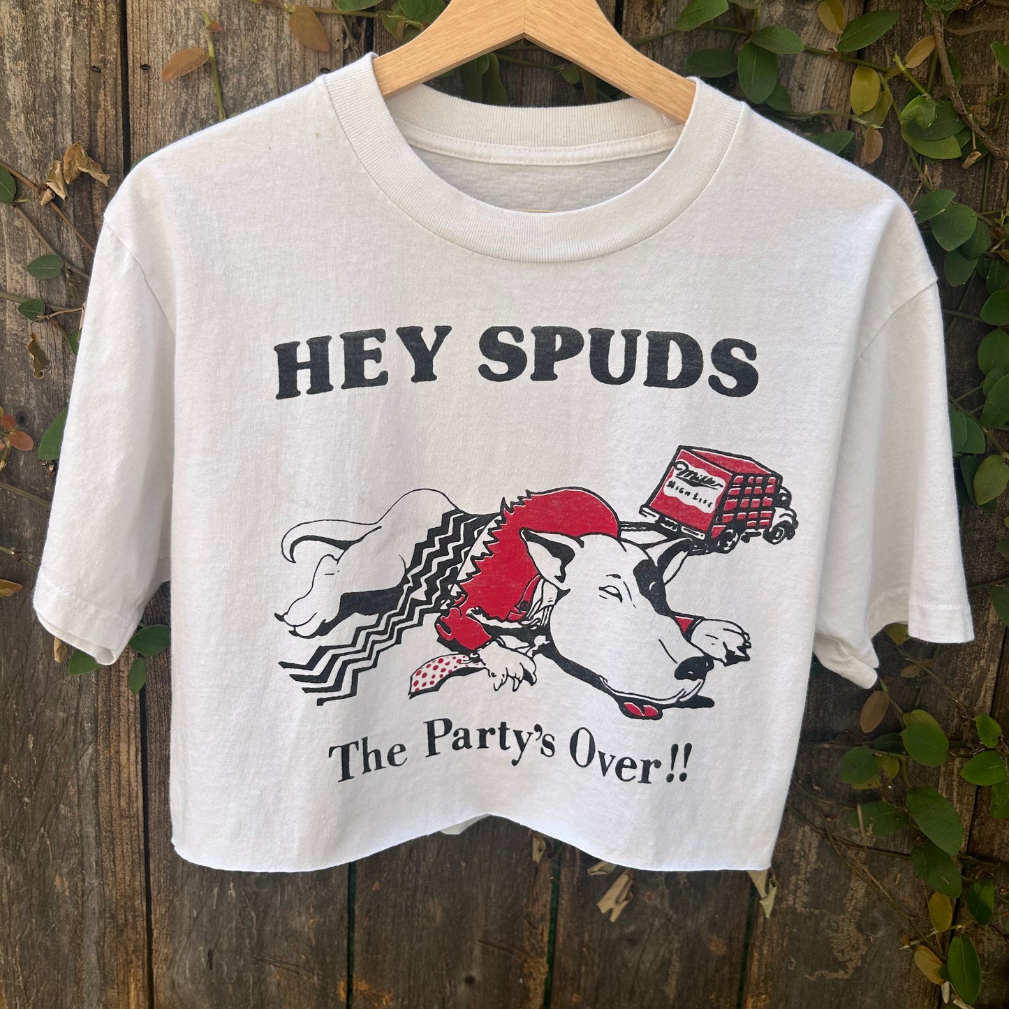 Spuds Mackenzie White Medium Cropped Tee