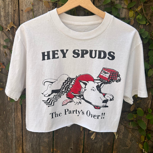 Spuds Mackenzie White Medium Cropped Tee