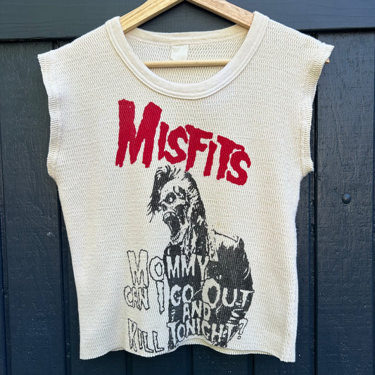 Misfits White Cropped Thermal Large Tank Top