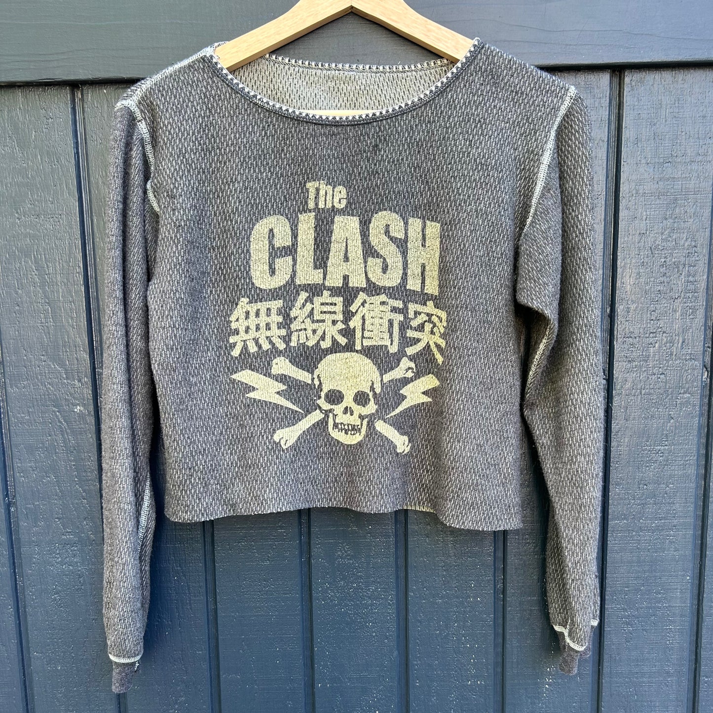 The Clash Blue/ Gray Long Sleeved Medium Cropped Thermal Shirt