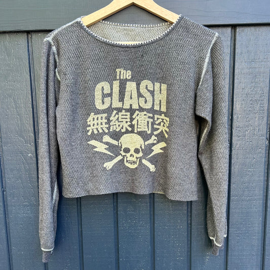 The Clash Blue/ Gray Long Sleeved Medium Cropped Thermal Shirt