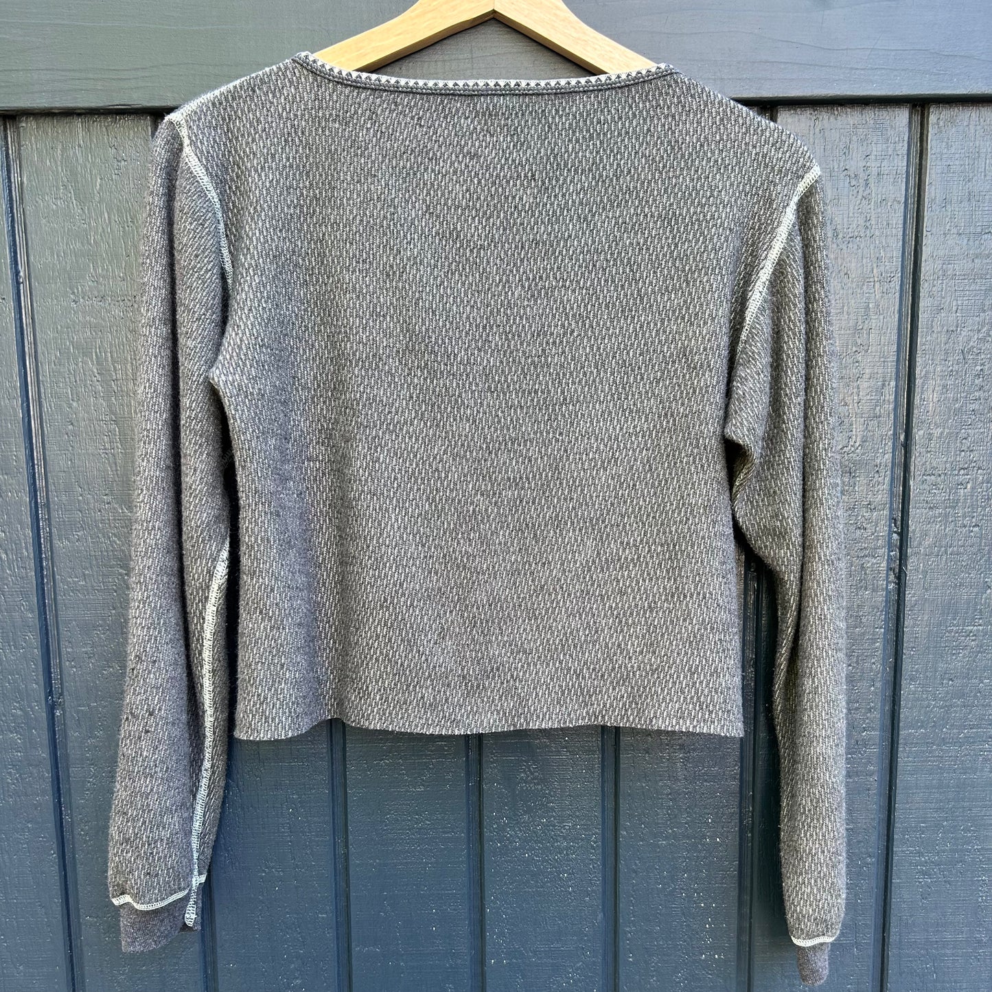 The Clash Blue/ Gray Long Sleeved Medium Cropped Thermal Shirt