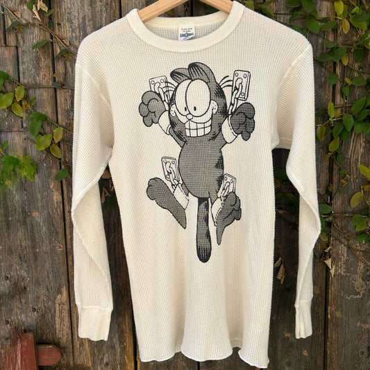 Garfield BDSM White Long Sleeved Medium Thermal Shirt