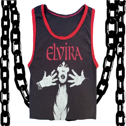Elvira Black Small Ribbed Tank