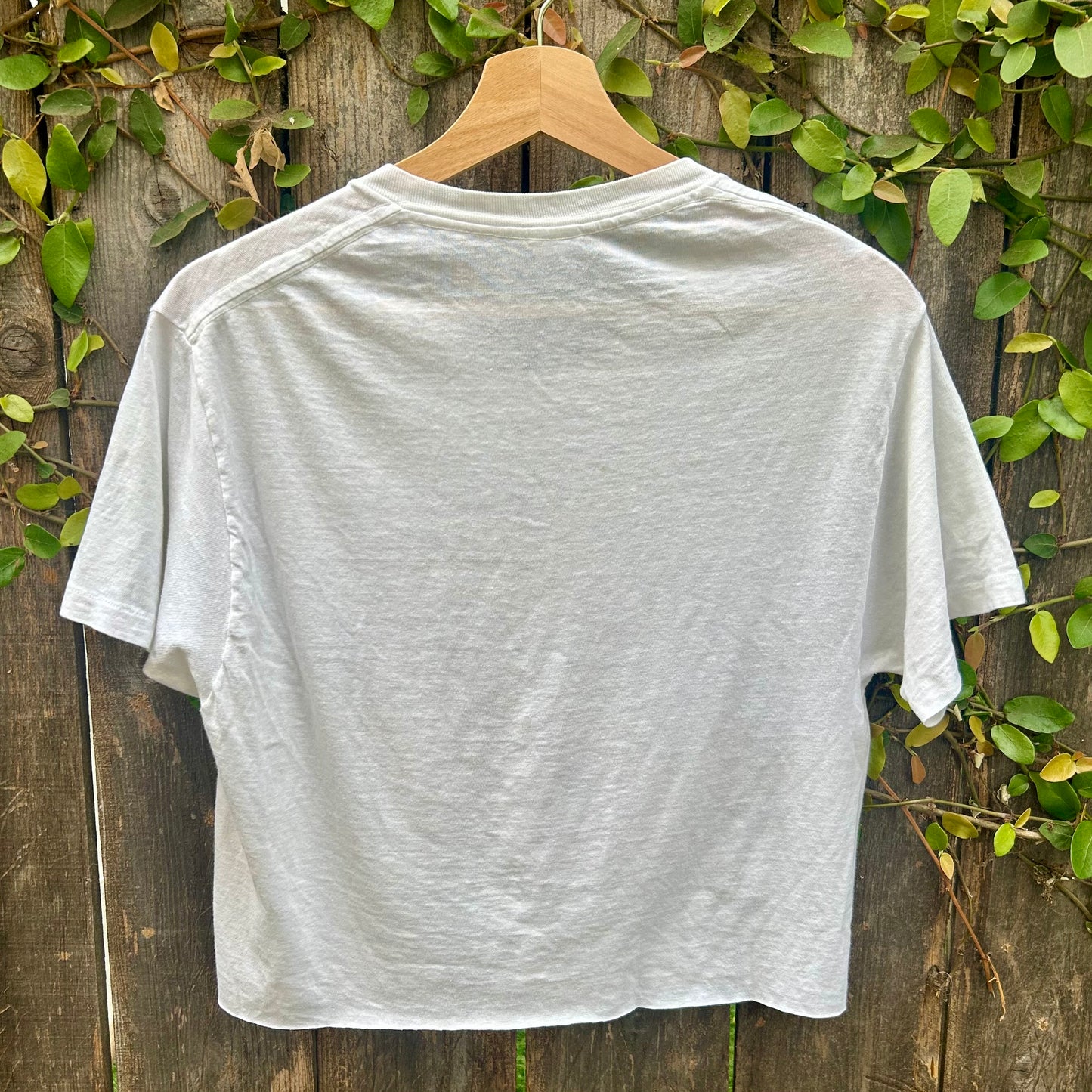 Led Zeppelin White Medium Vintage Cropped Tee Shirt