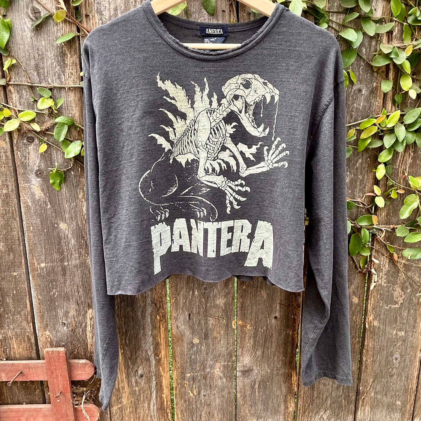 Pantera Gray Long Sleeve Large Cropped Shirt