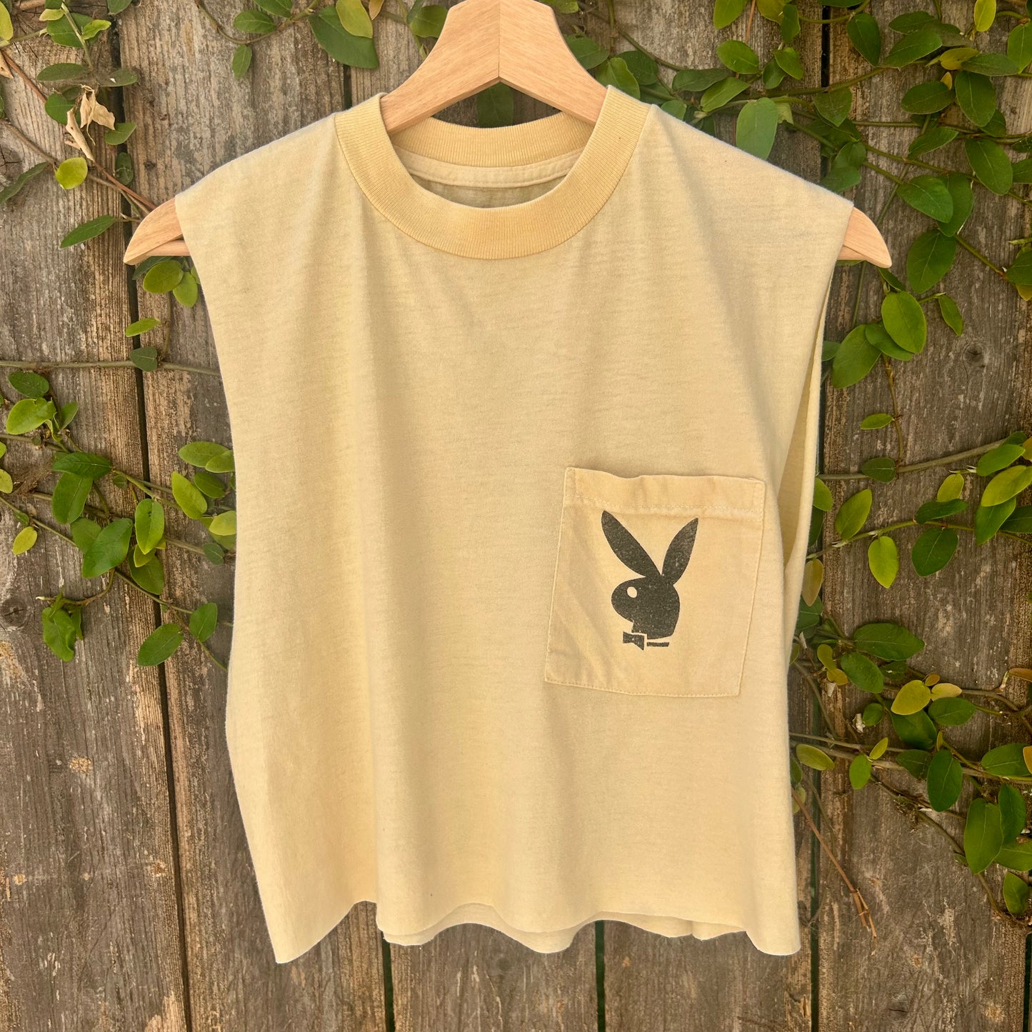 Playboy 'Bottoms Up' Yellow Cropped XL Pocket Tank