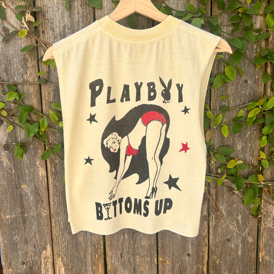 Playboy 'Bottoms Up' Yellow Cropped XL Pocket Tank