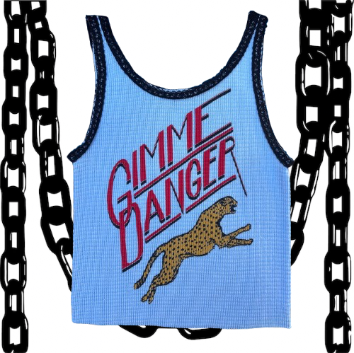 Gimme Danger Cheetah Blue Small Cropped Tank