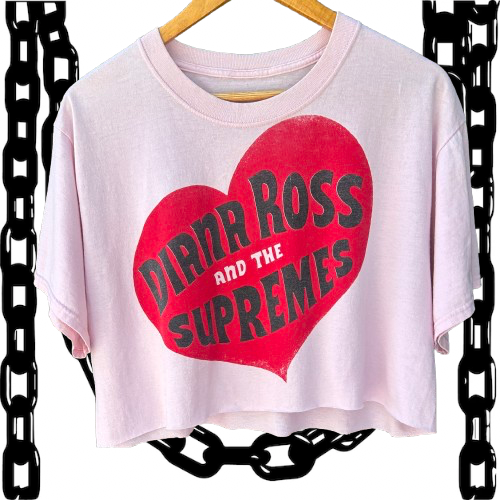Diana Ross and the Supremes XL Light Pink Cropped Tee