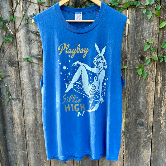 Playboy Vintage Large Blue Tank Top