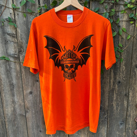 Harley Davidson Vintage Large Orange Tee Shirt