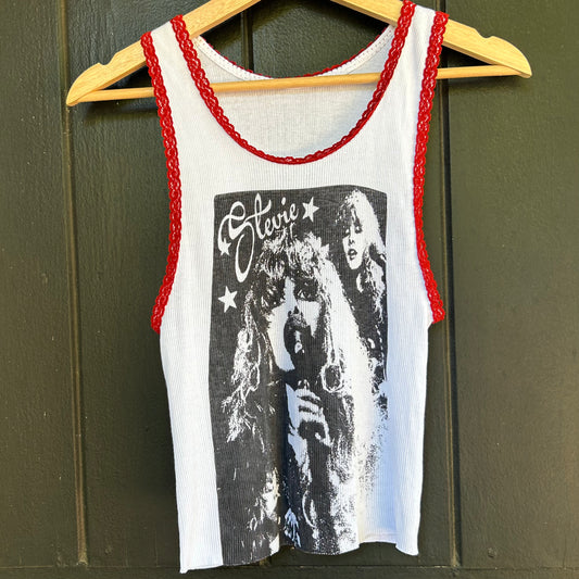 Stevie Nicks Medium White Lace Tank Top