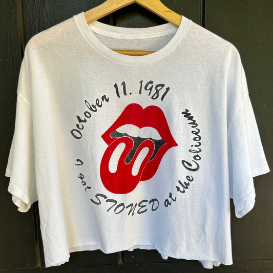 Rolling Stones 1981 XXL White Cropped Tee