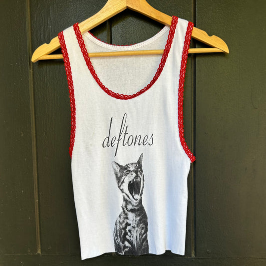 Deftones White Large Laced Tank Top