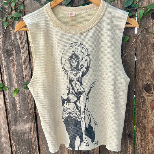 A Princess of Mars Off-White Vintage Large Thermal Crop Top