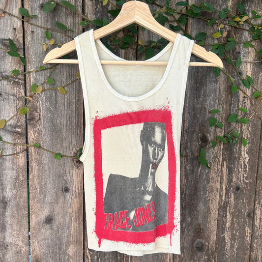Grace Jones Light Yellow L Cropped Tank Top