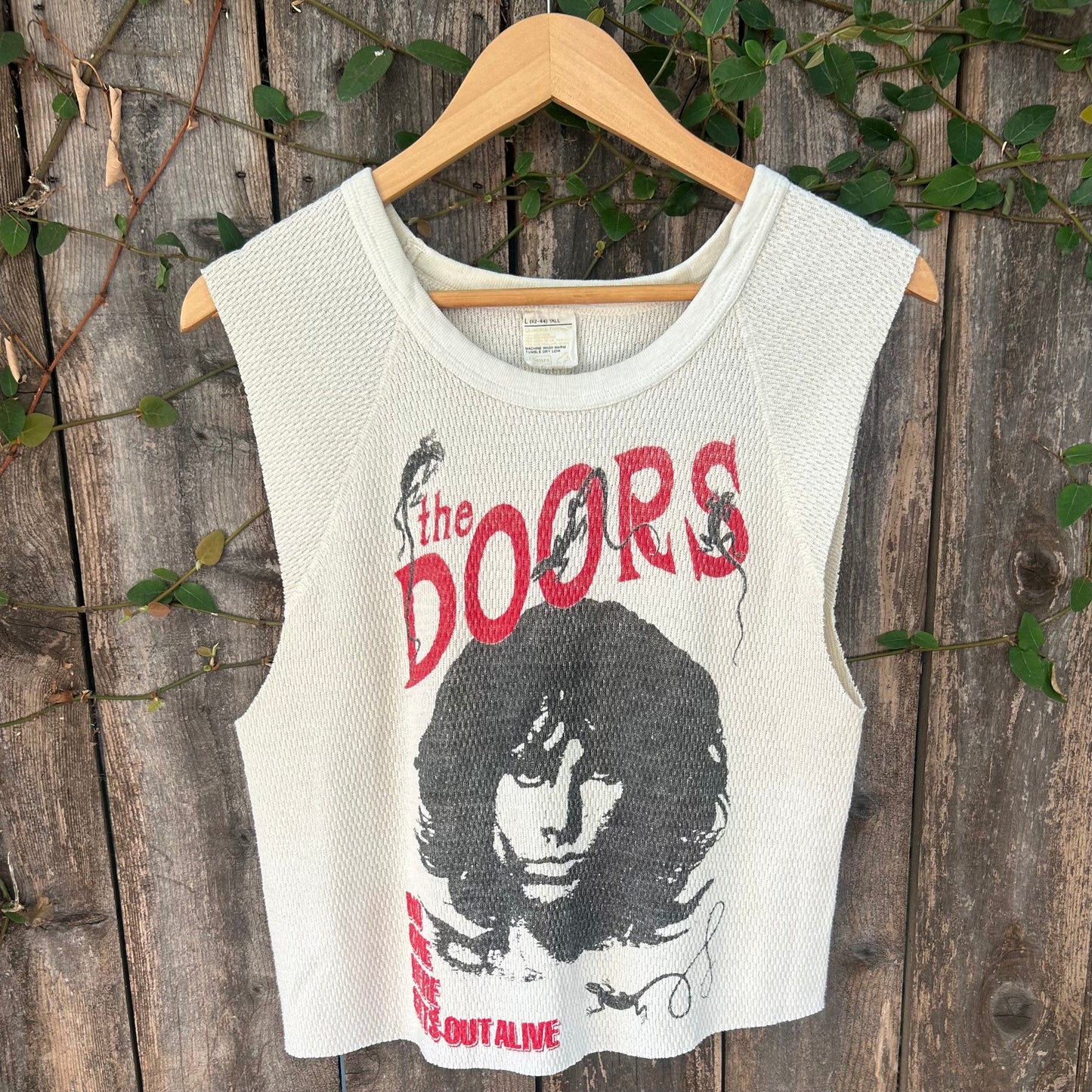 The Doors Vintage White XL Cropped Thermal Tank Top