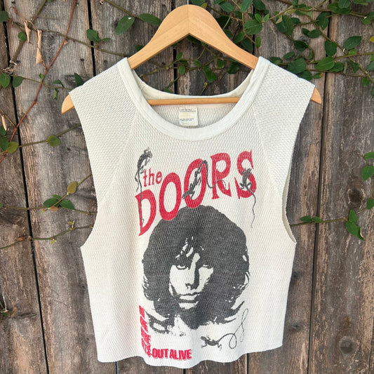 The Doors Vintage White XL Cropped Thermal Tank Top