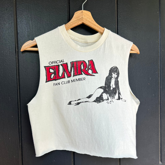 Elvira Fan Club White Cropped Medium Tank Top