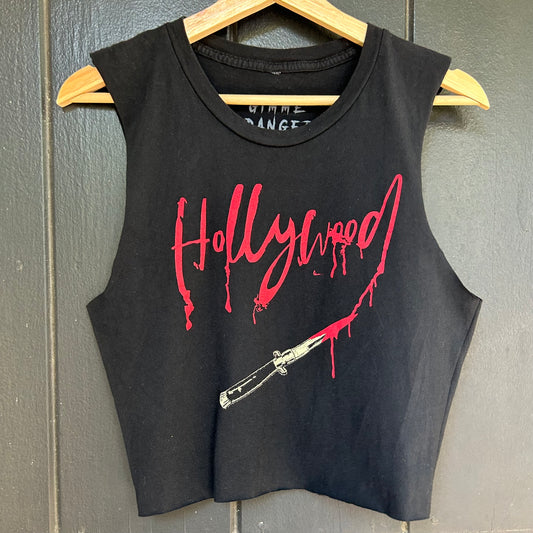 Gimme Danger Black 'Hollywood' Dagger Cropped Large Tank Top