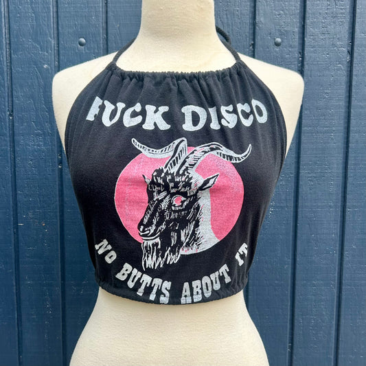'F*** Disco' Black Halter Top