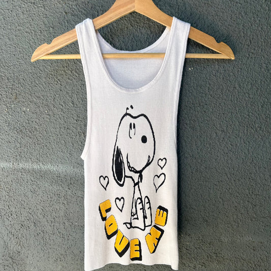 Snoopy "Love Me" Medium White Cropped Tank Top