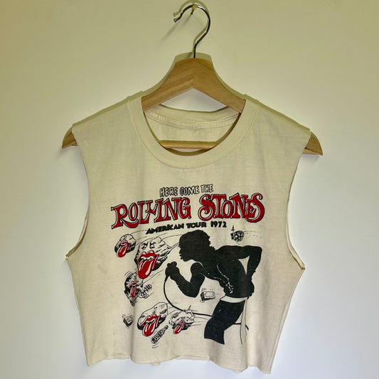 Rolling Stones Off-White Large Cropped Tank