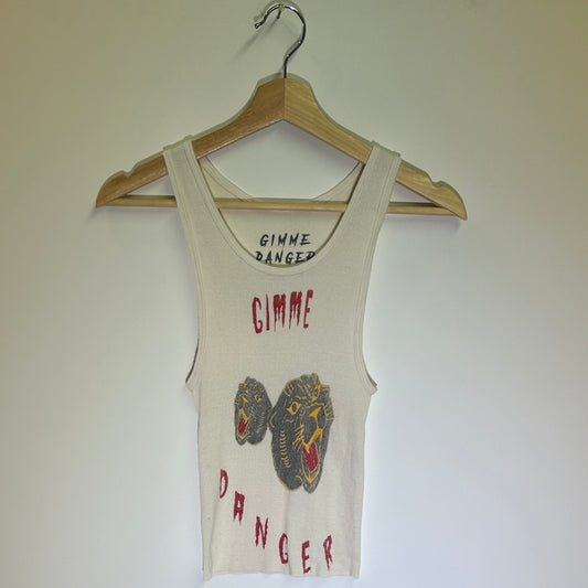 'Gimme Danger' White Cropped Small Tank Top