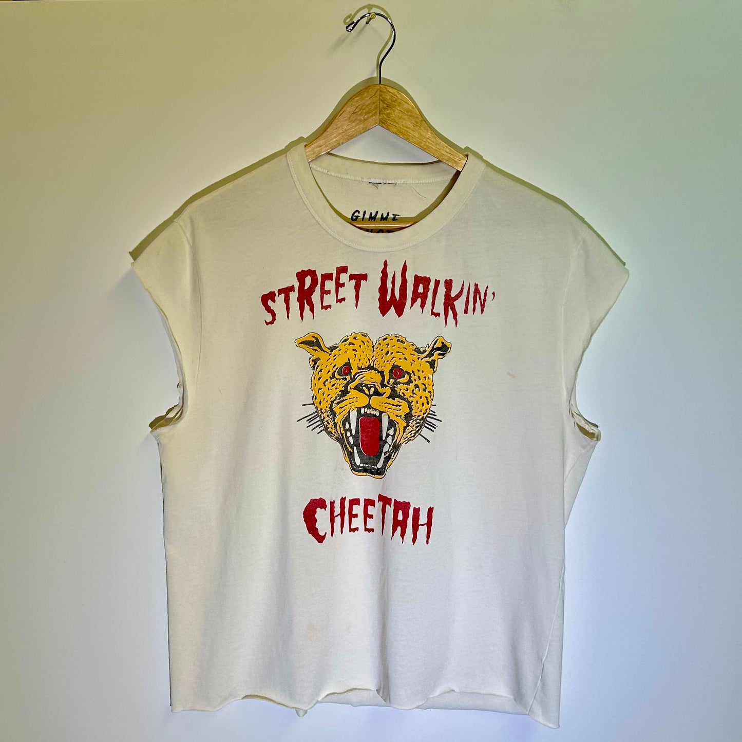 Gimme Danger 'Street Walkin' Cheetah' White Large Tank Top