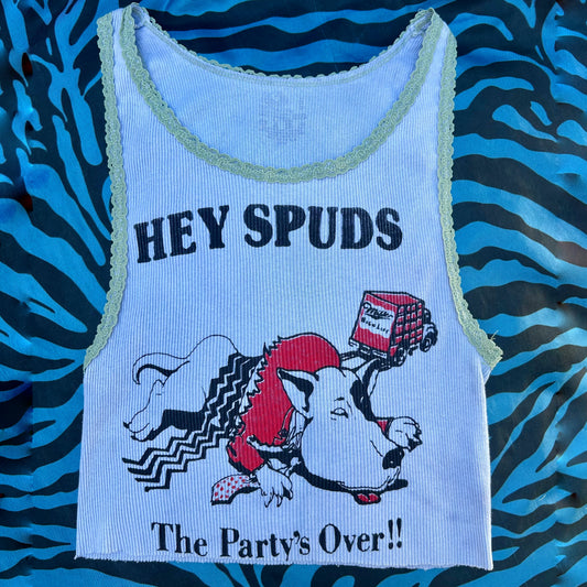 Spuds McKenzie Medium Blue Ribbed Tank Top